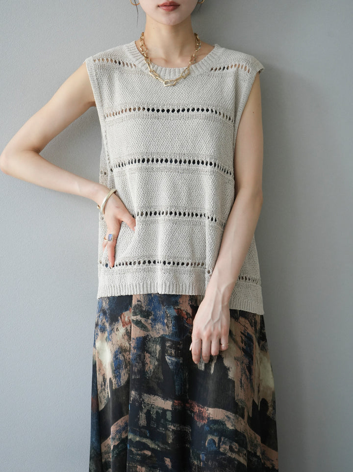 [Pre-order] Nuanced Pattern Back Cross Camisole Dress/Navy