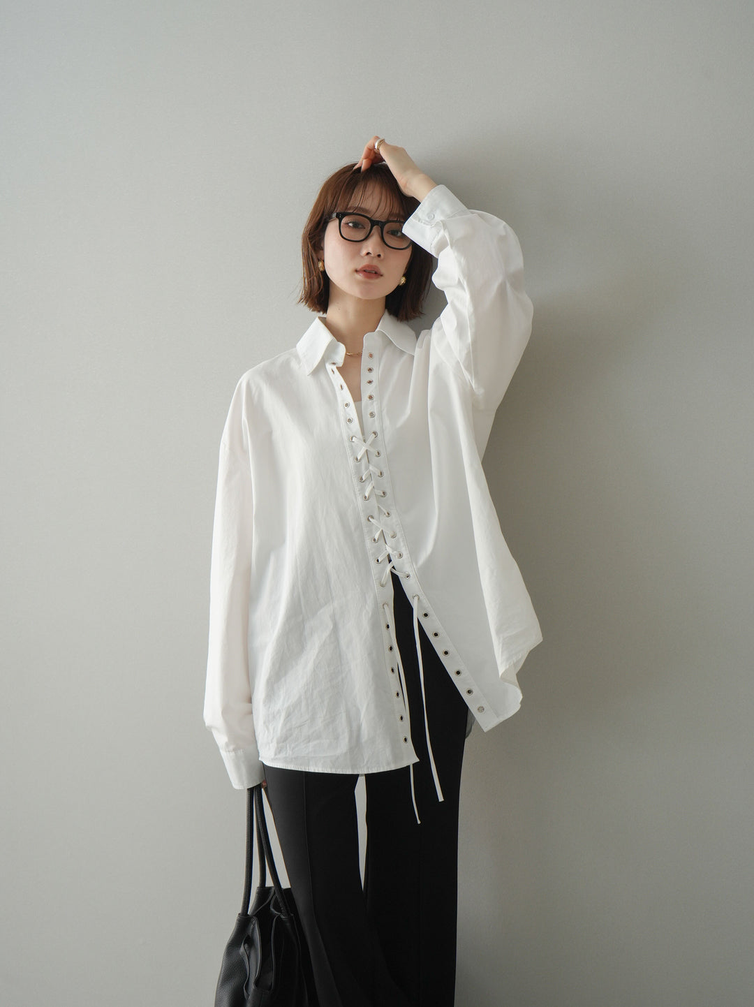 [SET]レースアップブロードシャツ+選べるアクセセット(2set)