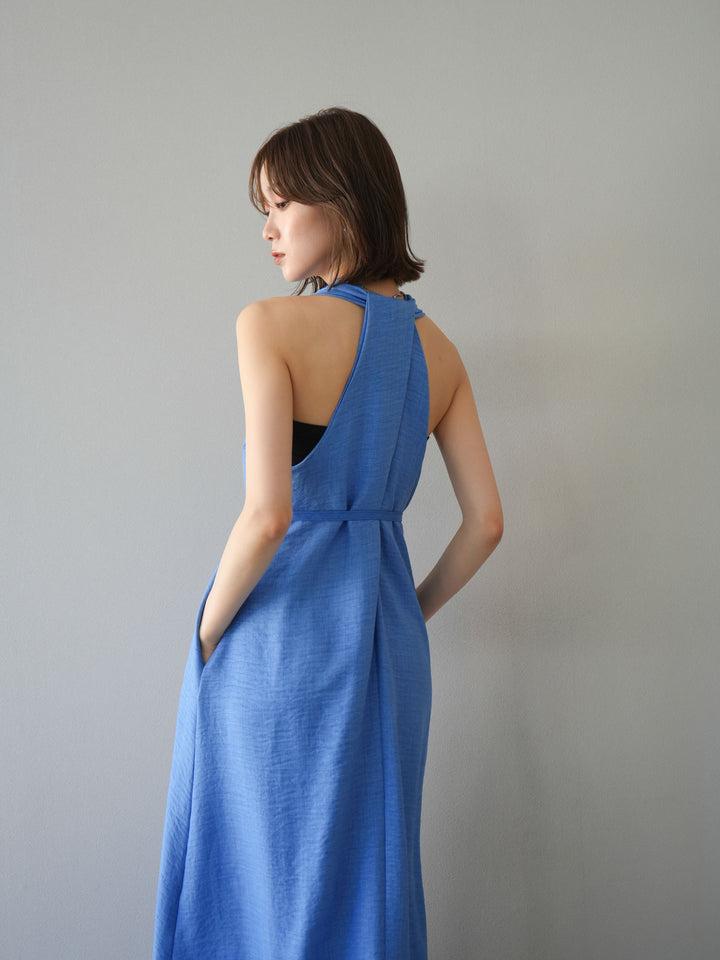 【預購】環形設計不均勻染色洋裝/藍色