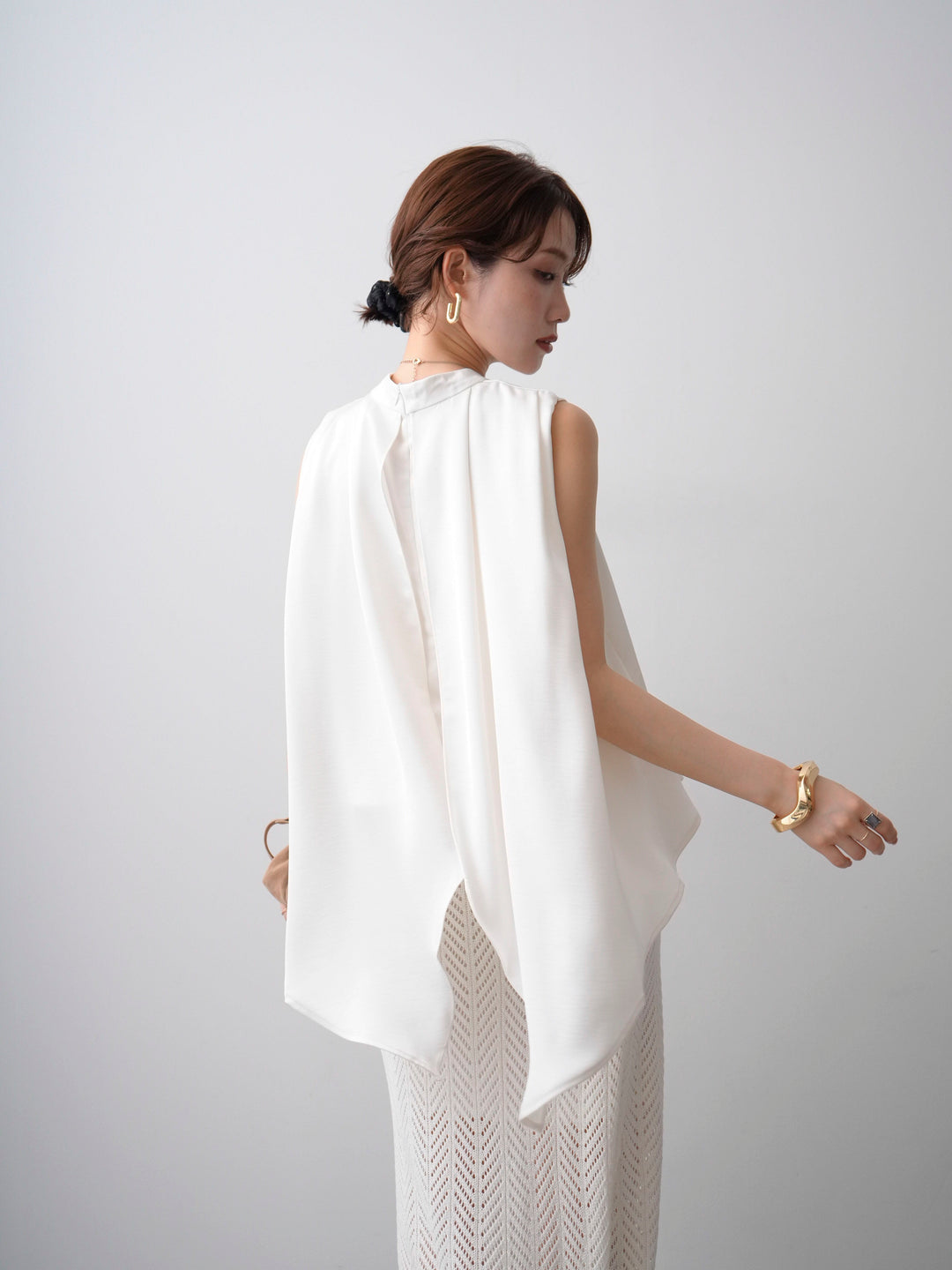 [SET]サテンアメスリノースリドレープブラウス+サテンアメスリノースリドレープブラウス(2set)