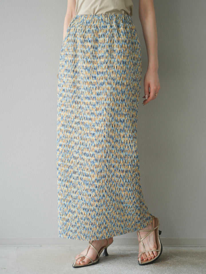 [予約]マルチカラーランダムプリーツタイトスカート/イエロー