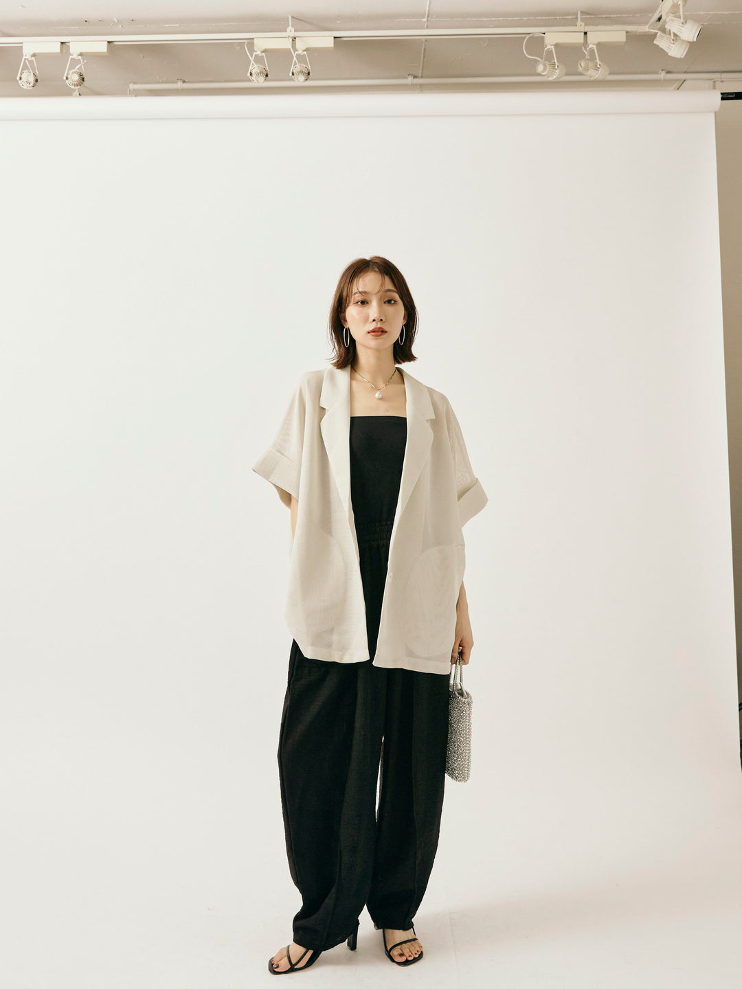 【Allure】[SET]メッシュハーフテーラードジャケット+メッシュハーフテーラードジャケット(2set)