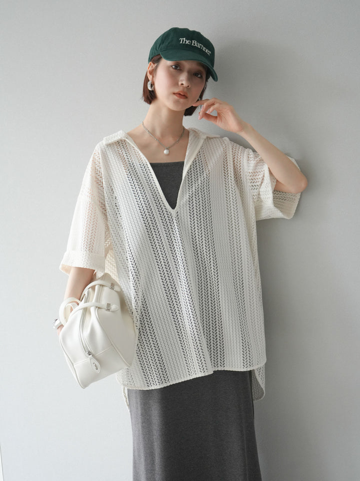 【預購】鏤空蕾絲兩用套頭衫/象牙白