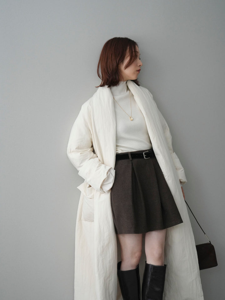 [SET]ロングダウンコート+袖ボタンボトルネックリブニットトップス(2set)