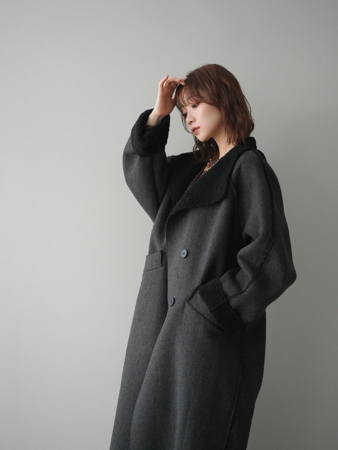 [予約]アウトシーム裏ボアコート/black