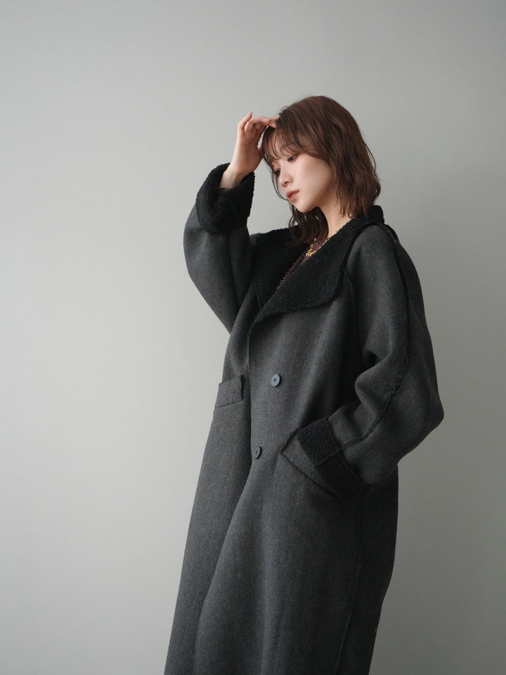 [予約]アウトシーム裏ボアコート/black