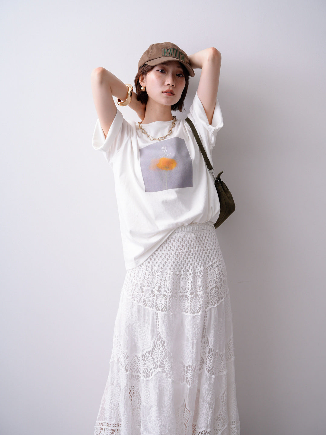 [SET]ニュアンスフローラルフォトTEE+クロシェマキシスカート(2set)