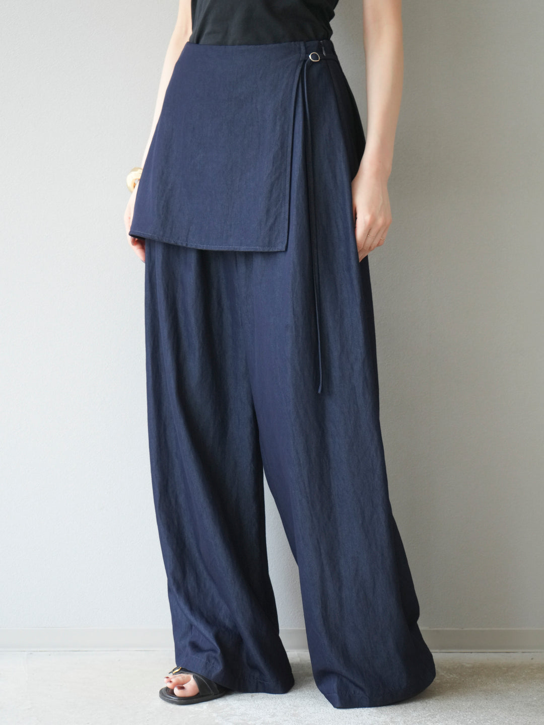 [予約]レイヤードテンセルデニムパンツ/ネイビー