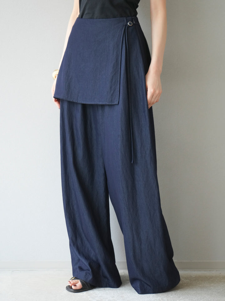 [予約]レイヤードテンセルデニムパンツ/ネイビー