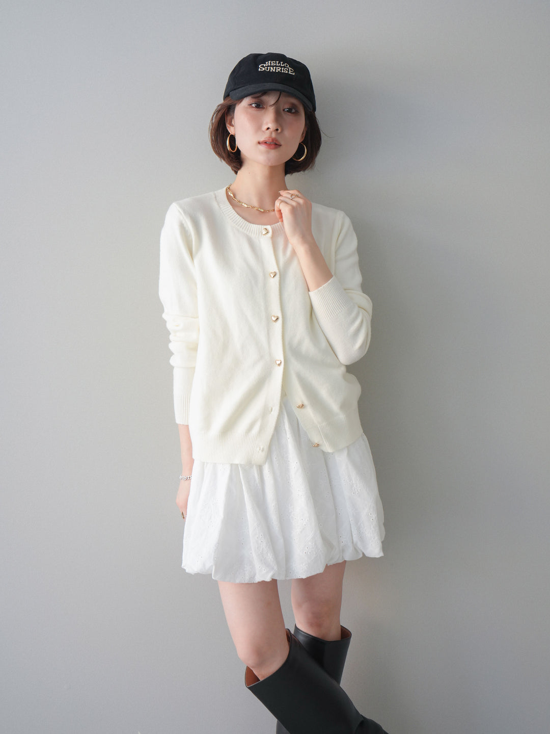 [SET]ハートボタンニットカーディガン+ハートボタンニットカーディガン(2set)