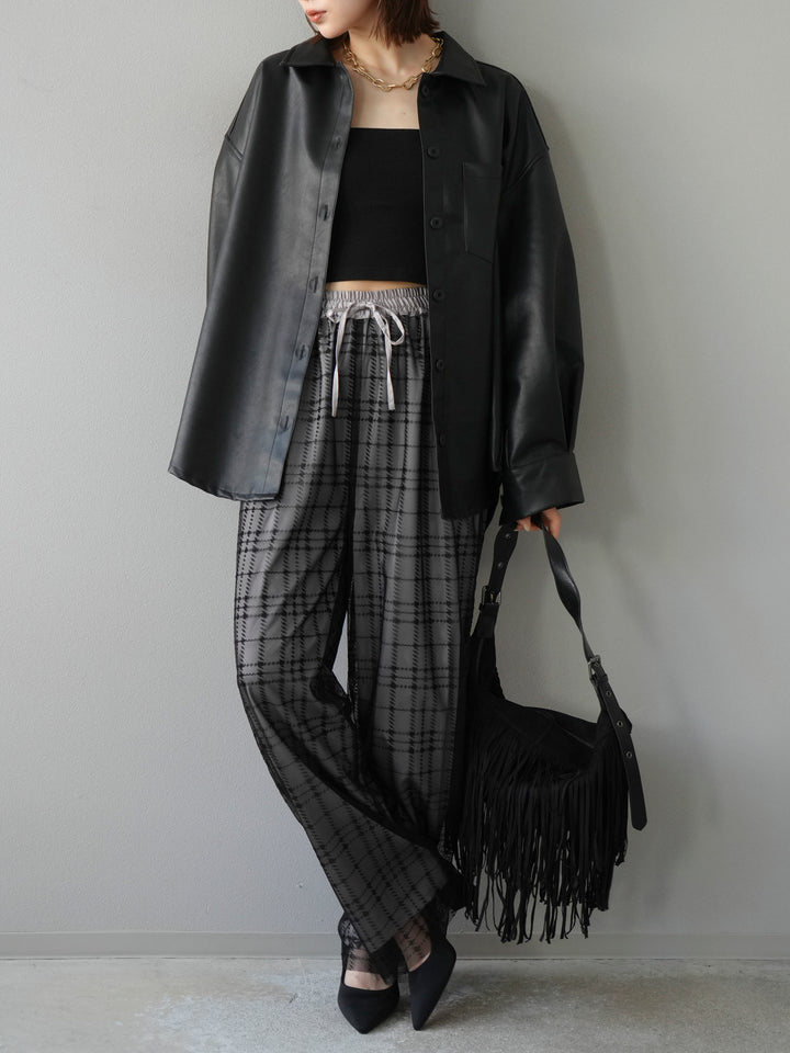 [予約]フェイクレザーシャツ/ブラック