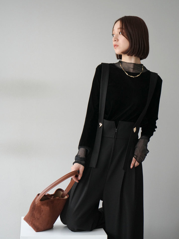 [予約]シアー切替ベロアトップス/ブラック