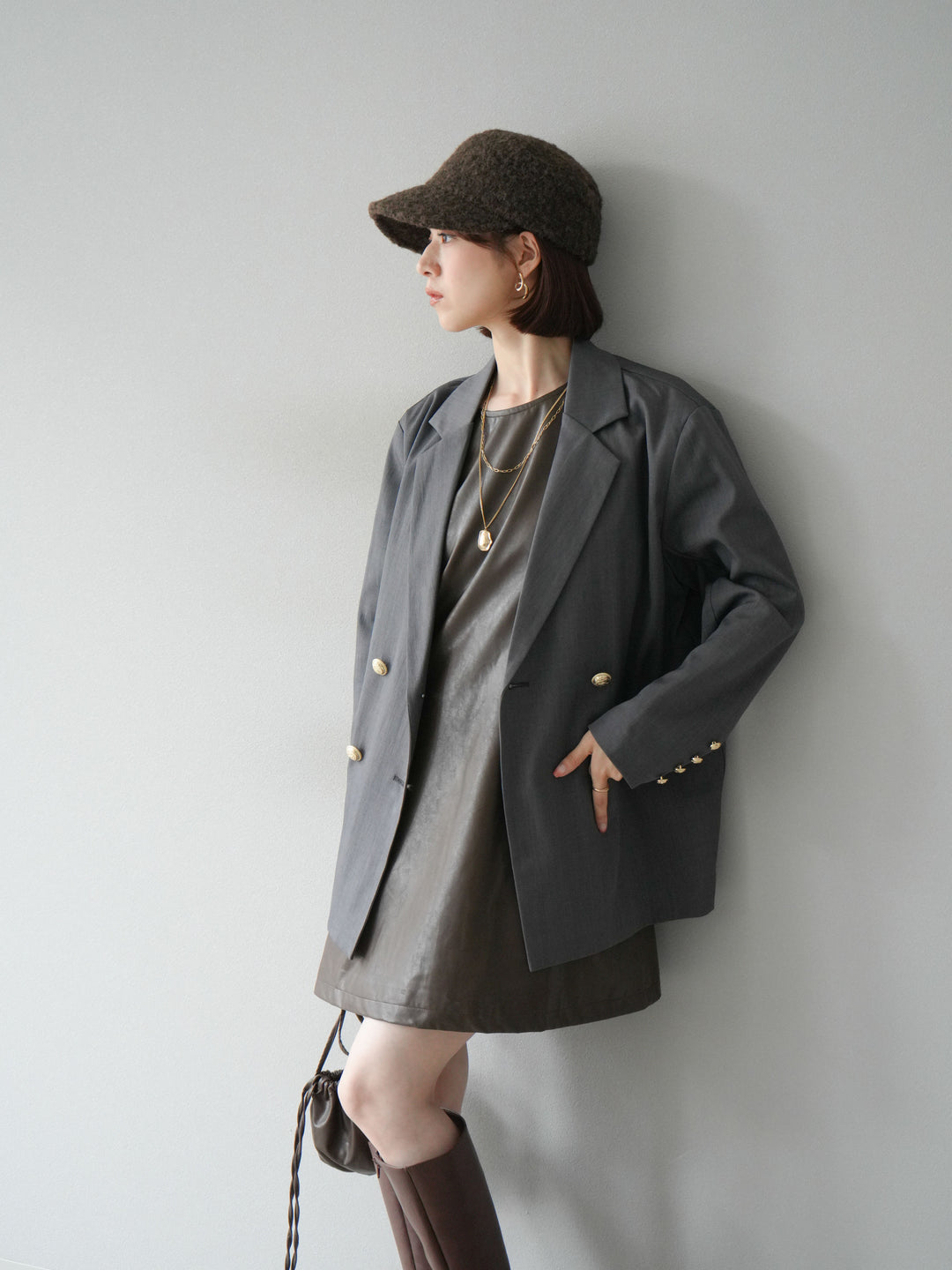 [予約]ウールタッチキャスケット/グレー