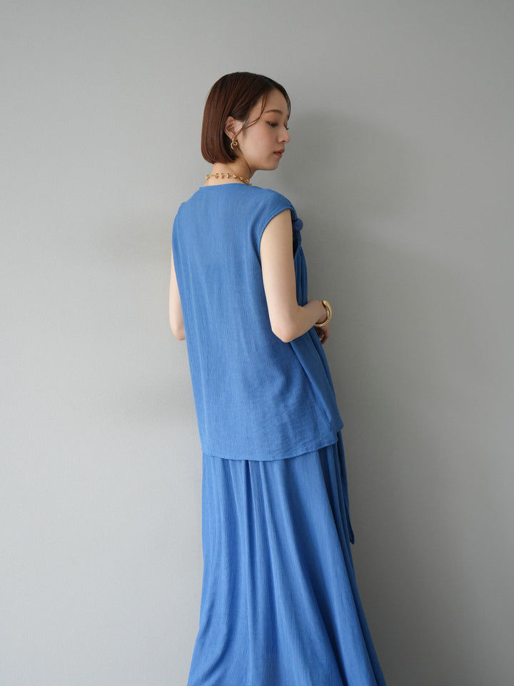 [SET]ビーズモチーフ楊柳ブラウス＆フレアスカートSET UP(2set)