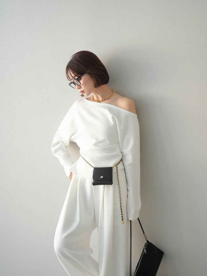 [SET]ライトポンチワンショルタックトップス＆パンツSETUP