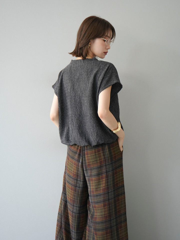 【預購】抽繩下擺提花套頭衫/炭灰色