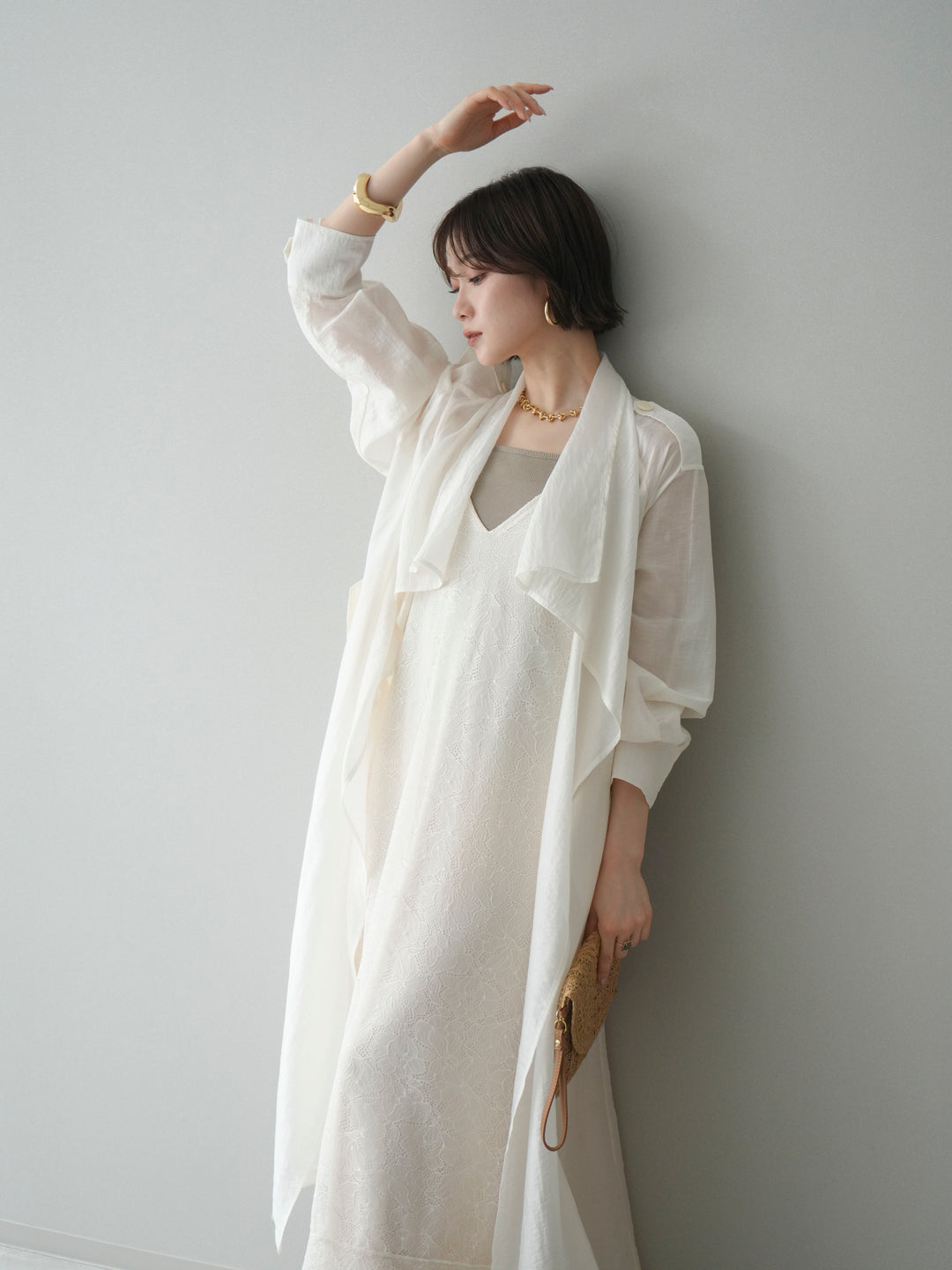 [予約]シアートレンチロングコート/ivory