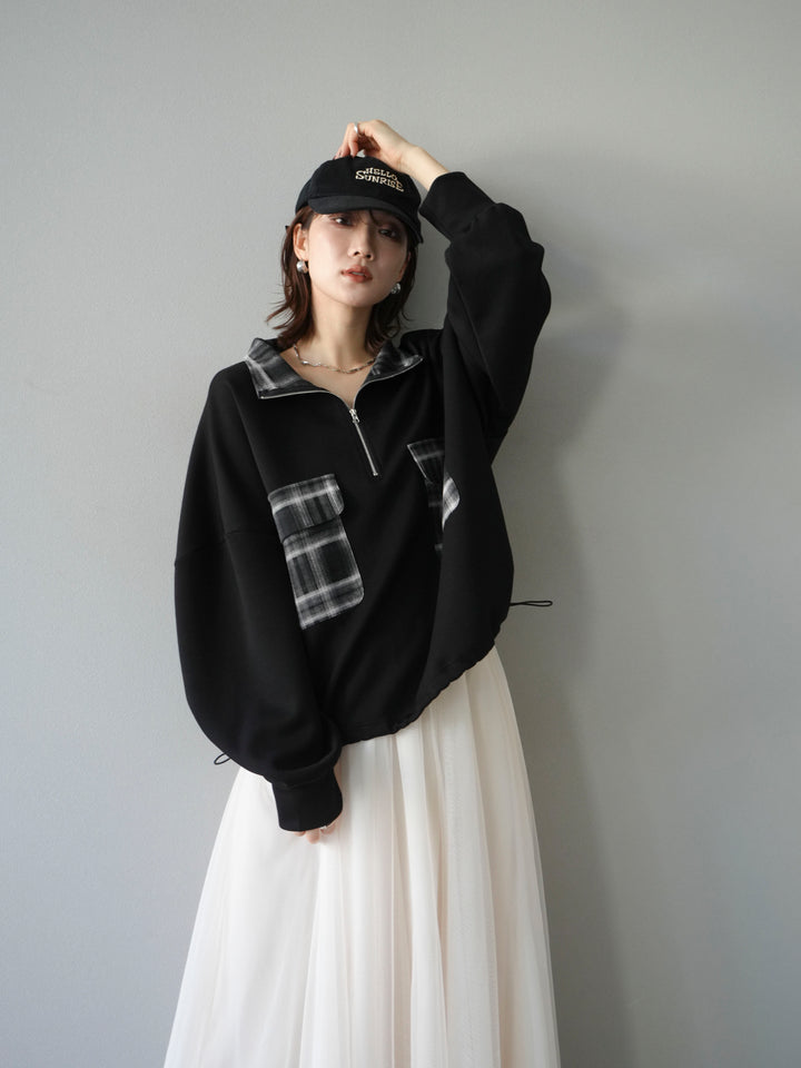 [予約]チェックポイントドロストポンチプルオーバー/ブラック