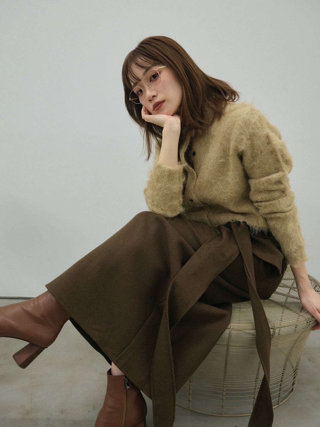 【Allure】[SET]モヘアタッチクロップドニットプルオーバー+モヘアタッチクロップドニットプルオーバー(2set)