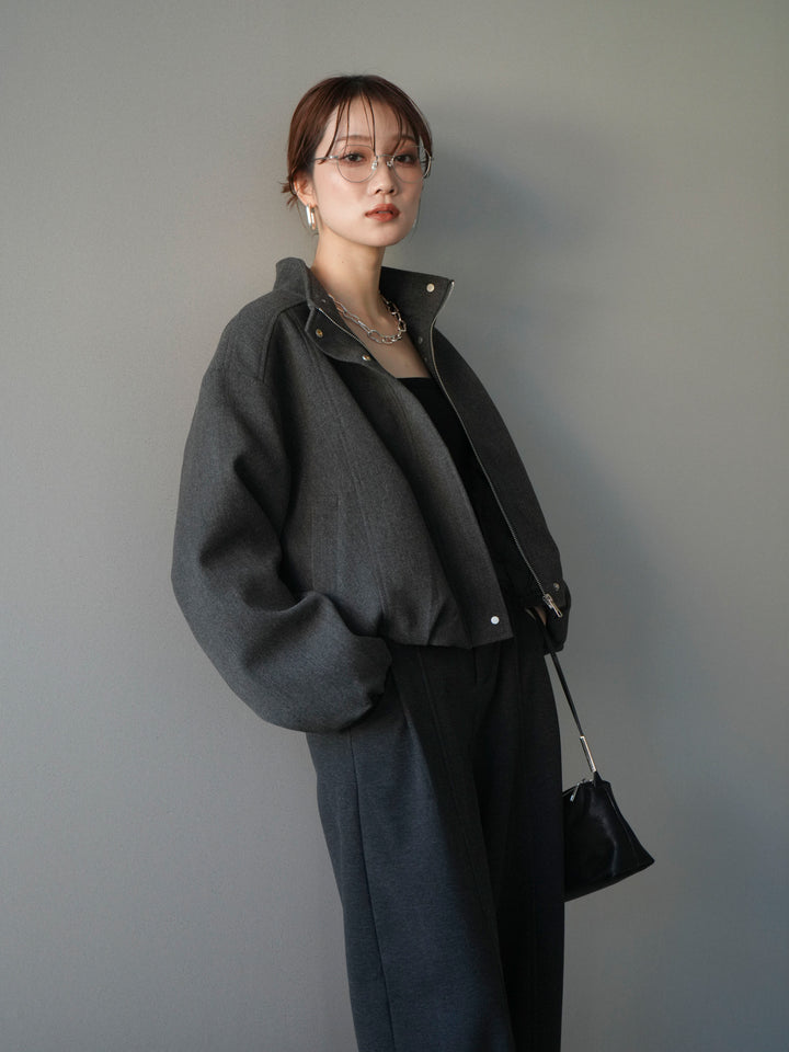 [予約]タックデザインジップブルゾン/charcoal