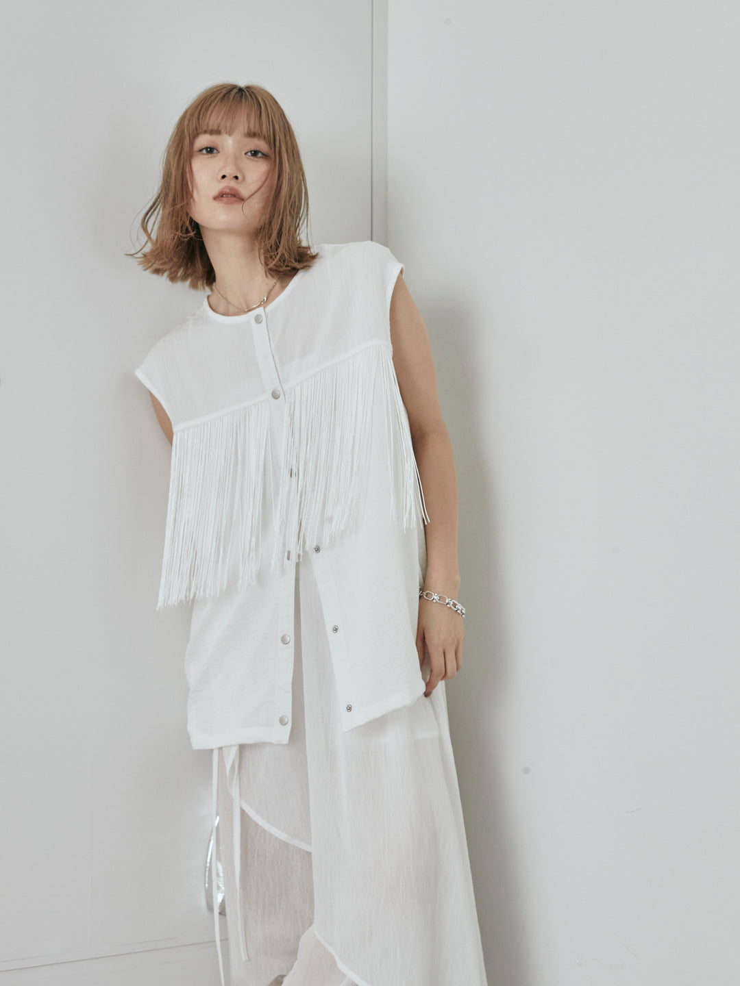 [予約]フリンジノースリブラウス/オフ