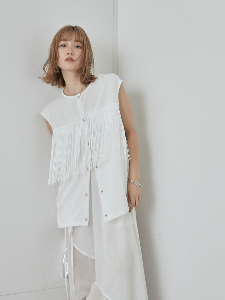 [予約]フリンジノースリブラウス/オフ