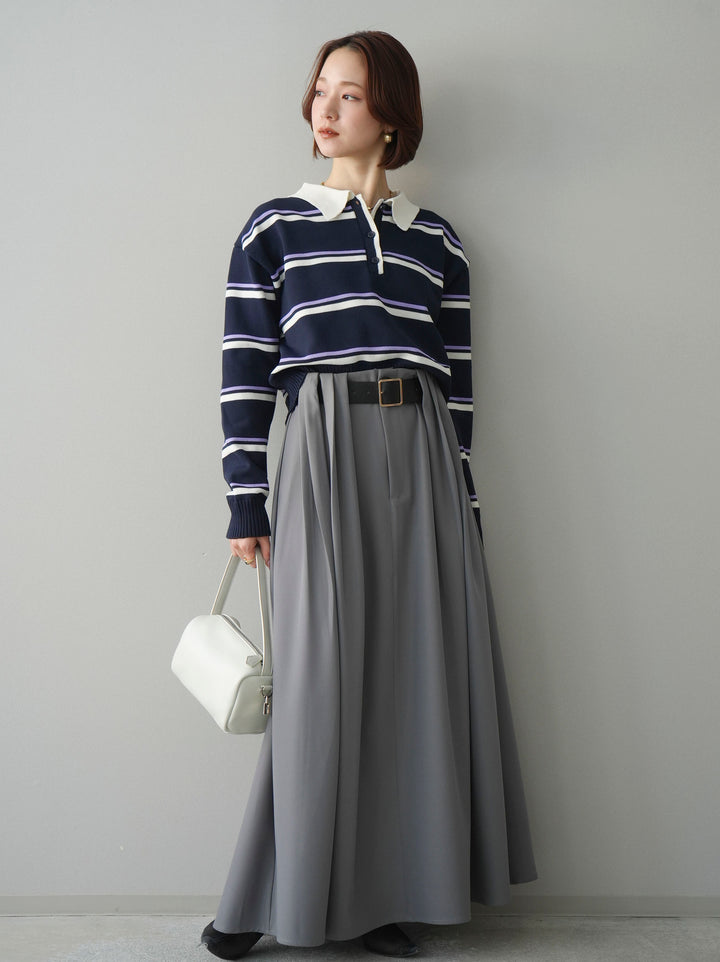 [予約]ベルトループフレアスカート/gray