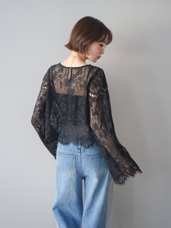 [SET]2WAYスリーブレーストップス+選べるアクセセット(2set)