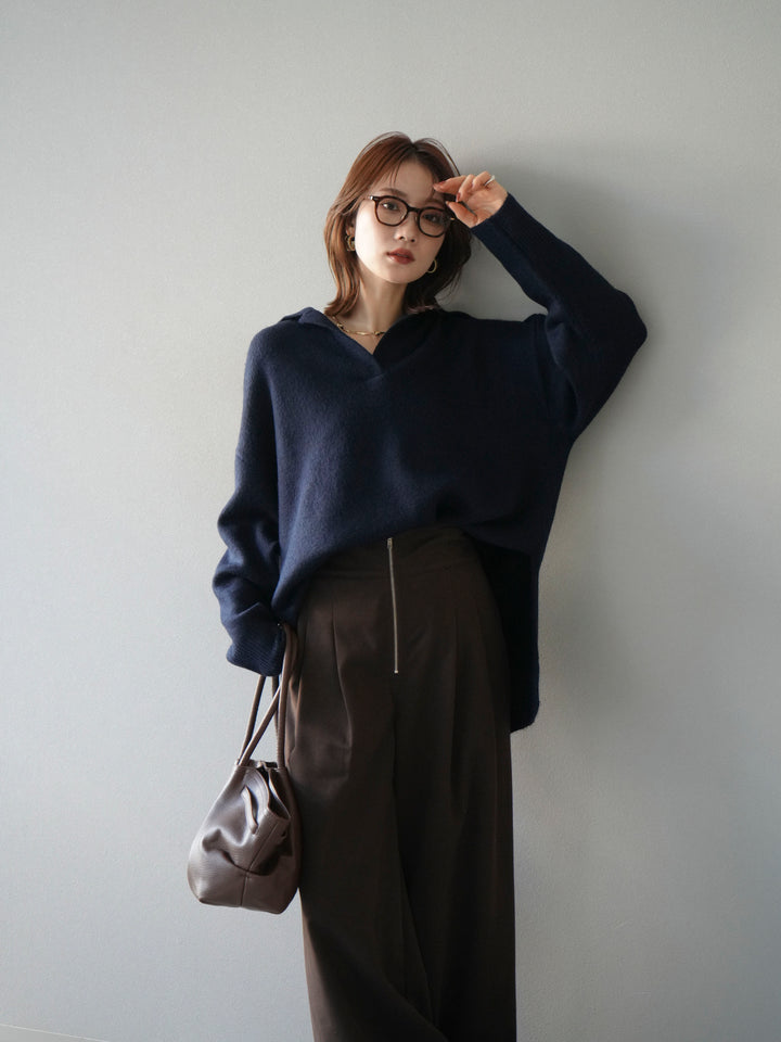 [予約]スキッパーオーバーニットプルオーバー/navy