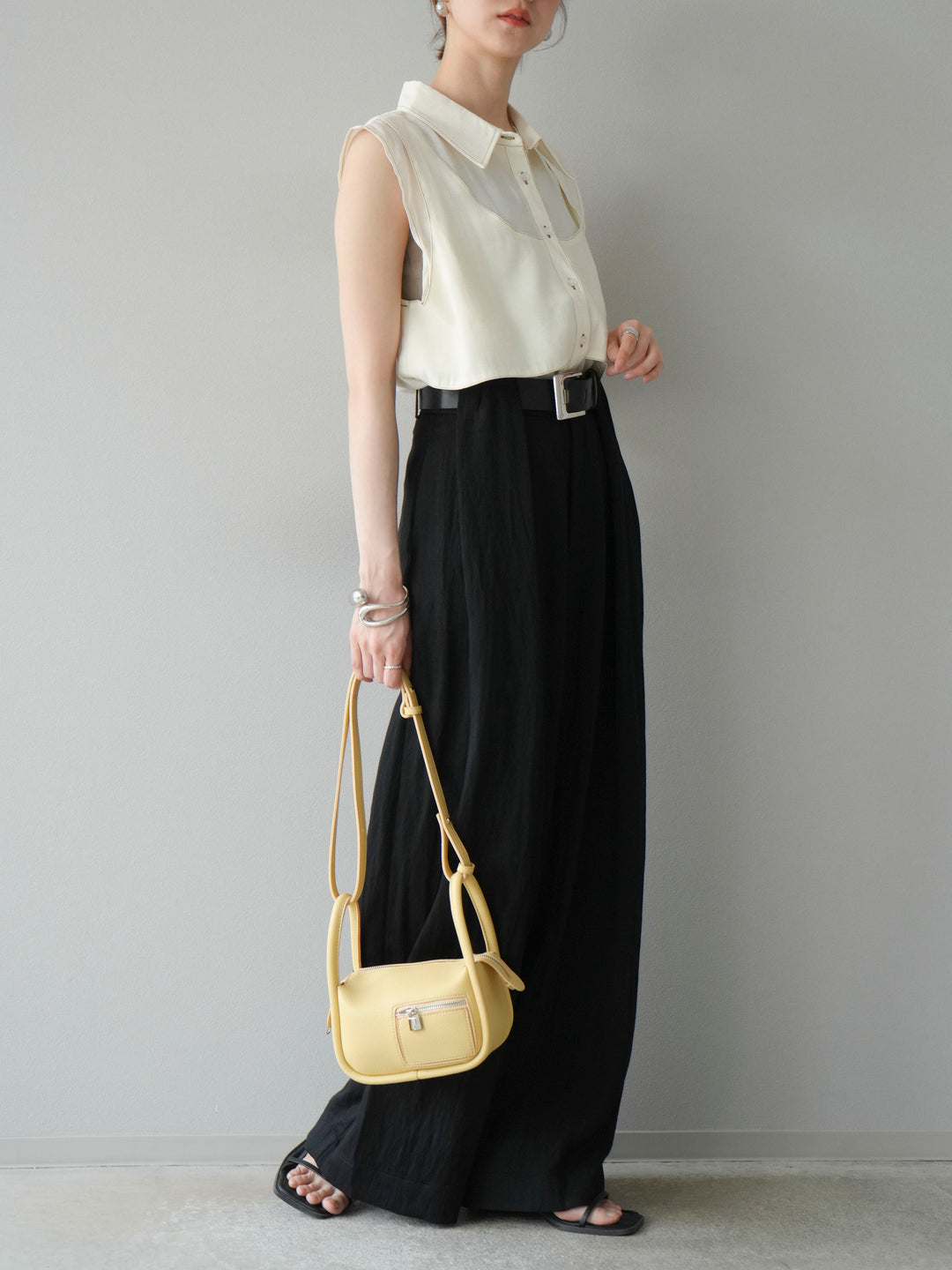 【預購】寬褲配大皮帶/黑色