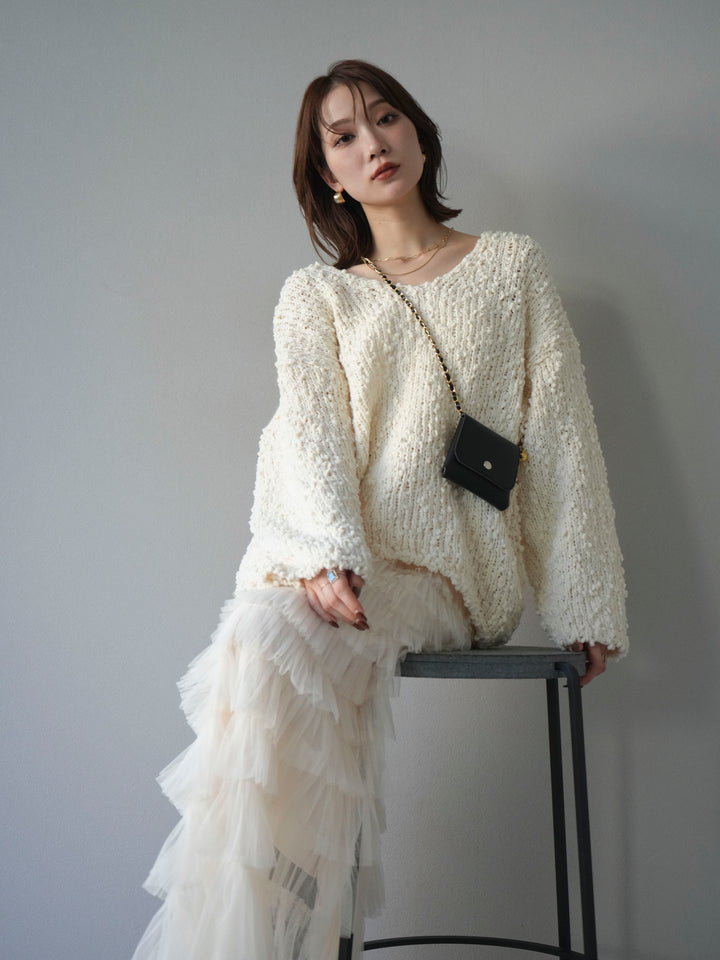 [予約]メランジポコポコニットプルオーバー/ivory