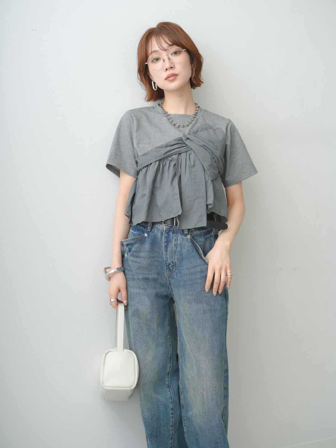 [SET]ナイロンドッキングツイストTEE +選べるアクセセット(2set)