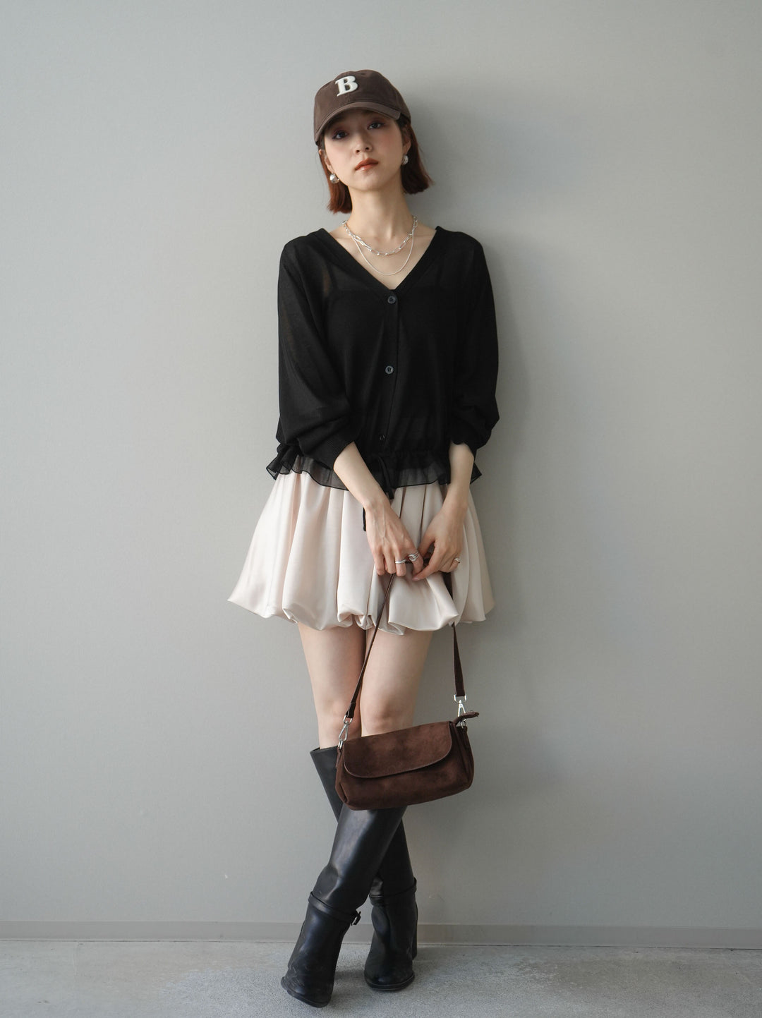 [予約]サテンバルーンミニスカート/ivory