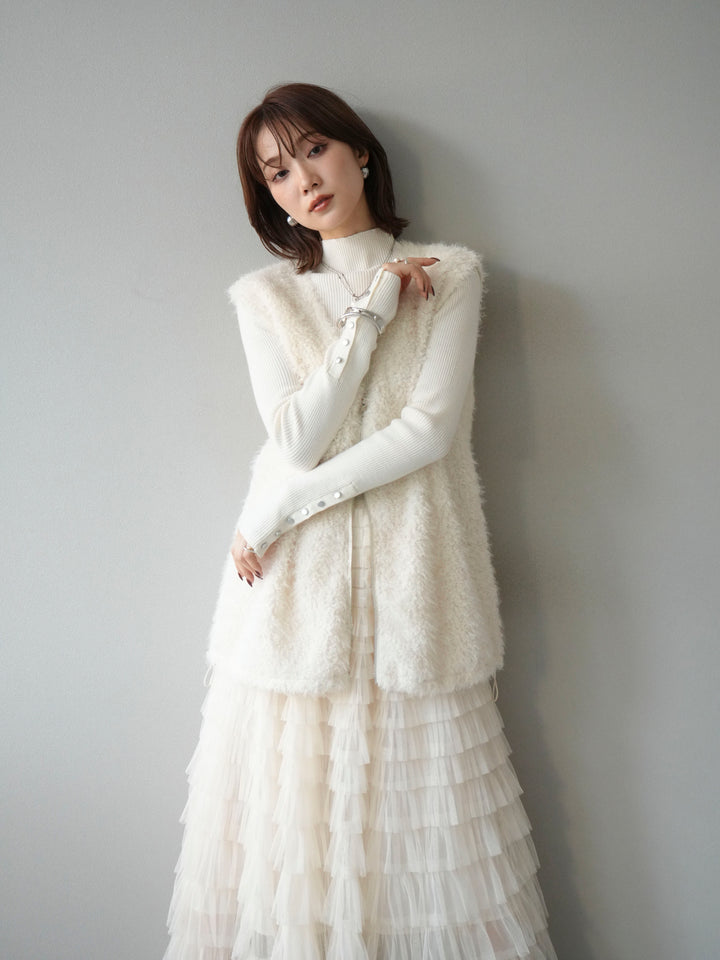 [予約]ダブルZIPループシャギーベスト/アイボリー