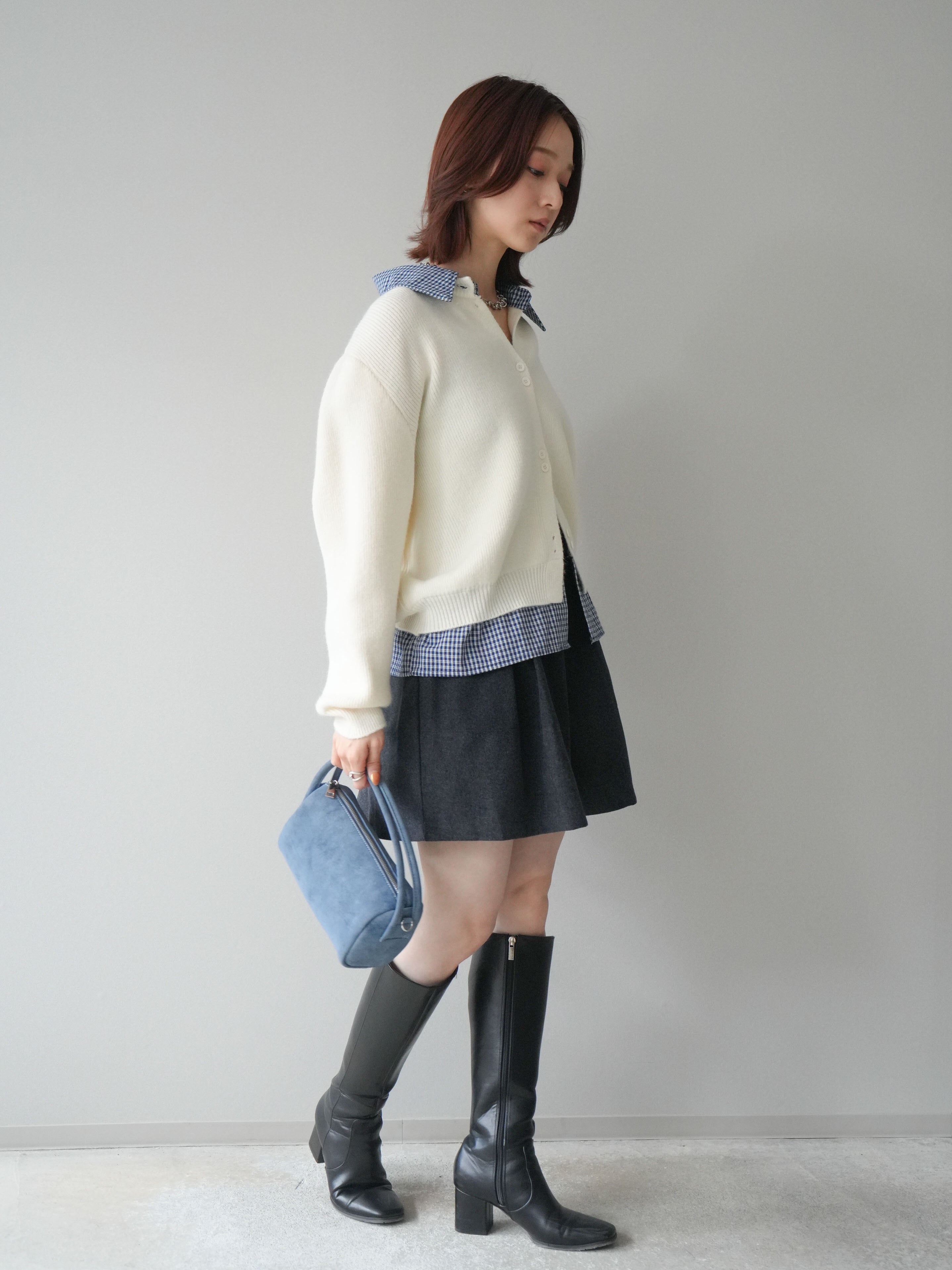 予約]ベルト付きタックミニスカート/charcoal – Lumier