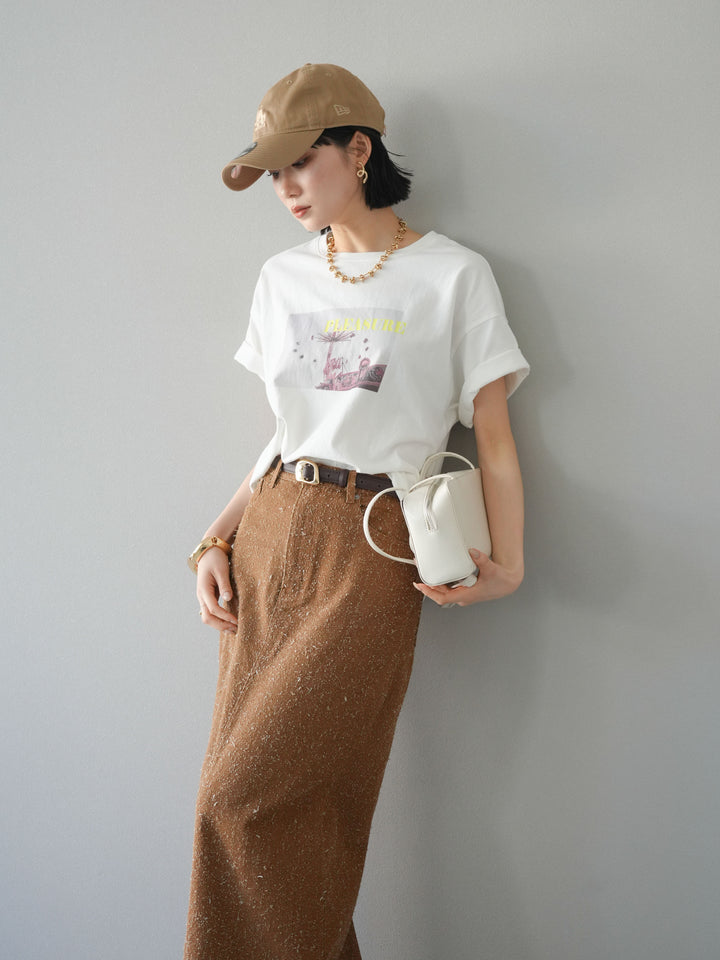 [預購] 霓虹logo印花T卹/米黃色