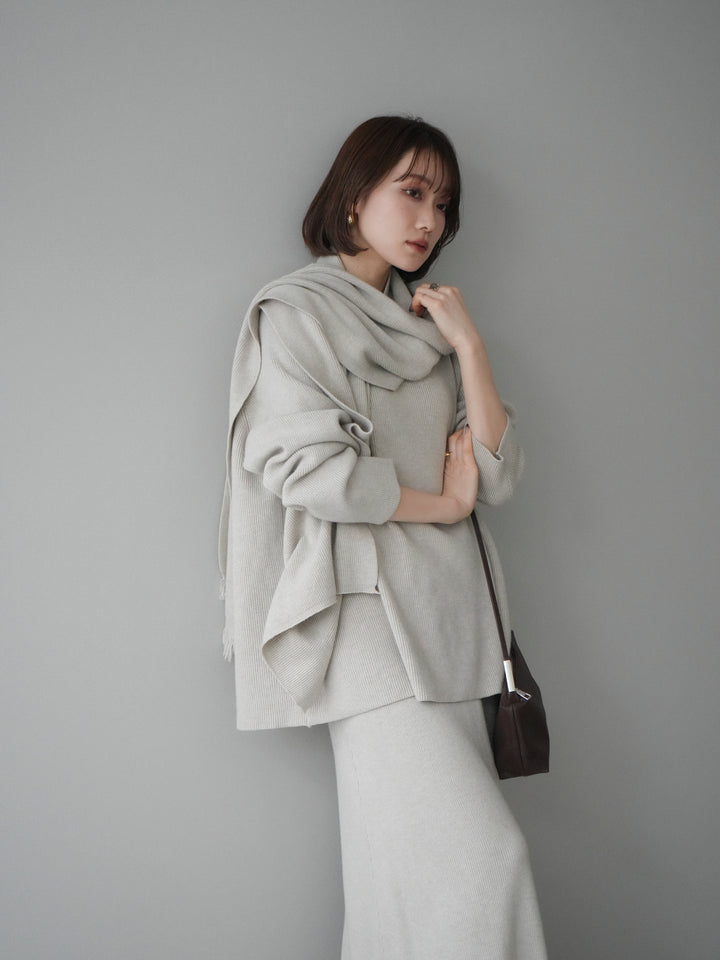 [SET]ストール付キーネックニットSET UP