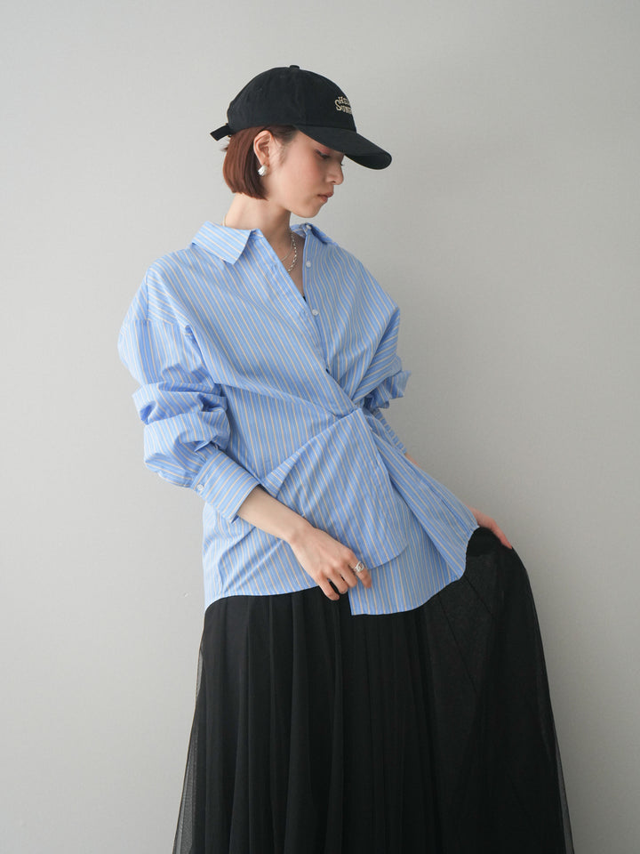 [SET]2wayルーズストライプシャツ+2wayルーズストライプシャツ(2set)