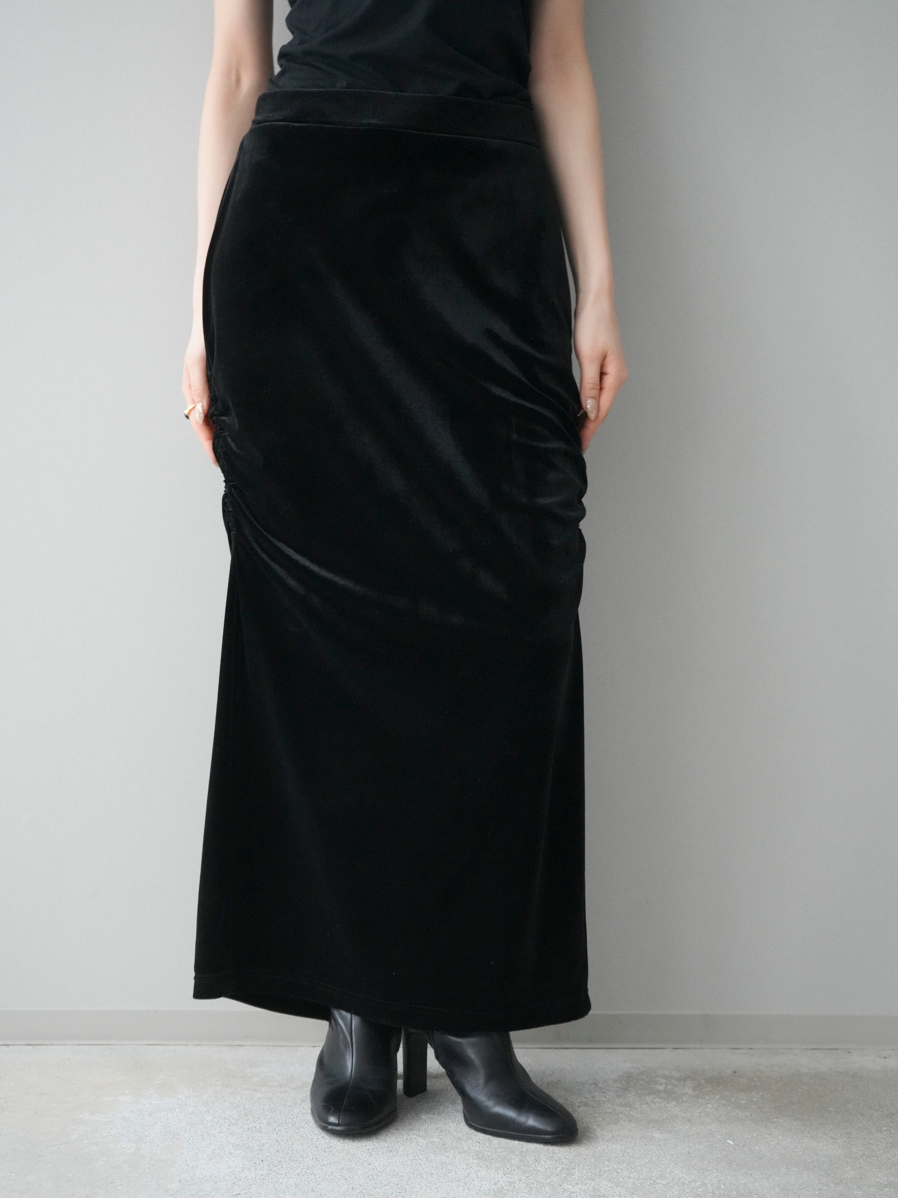 予約]ギャザーベロアスカート/black – Lumier