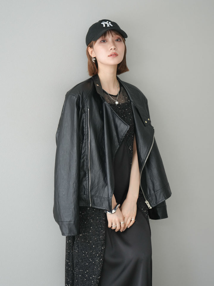 【預購】前開衩網紗連身裙/黑色