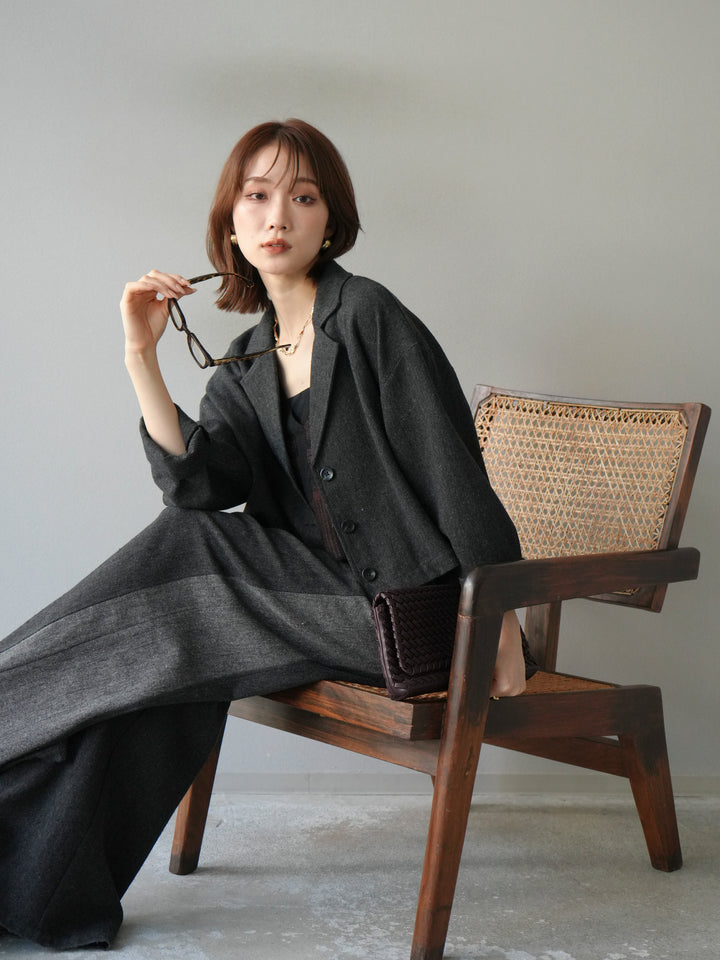 [予約]ツイードショートジャケット/ブラック