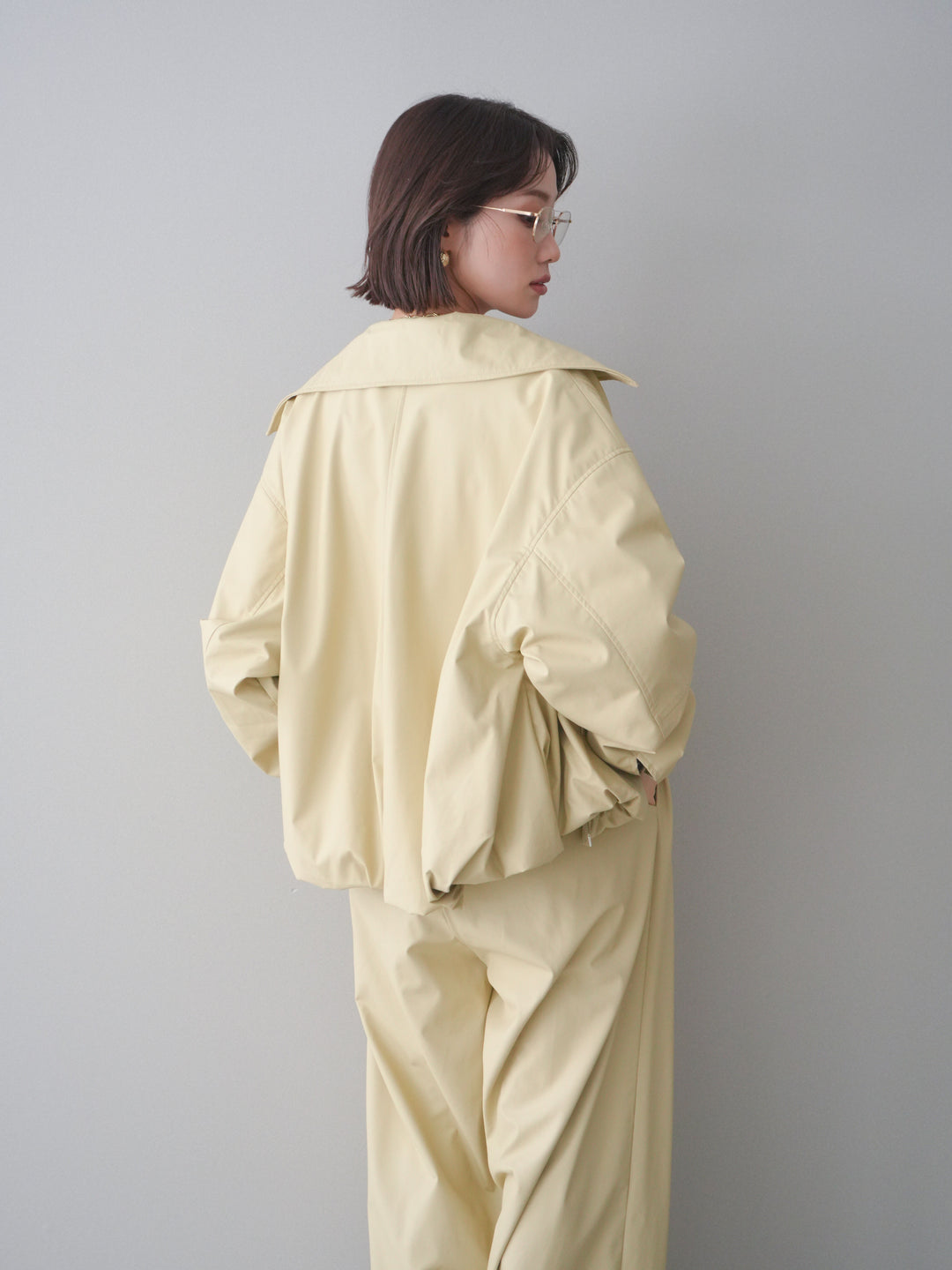 [予約]ウォッシャブルフェイクレザーバルーンジャケット/yellow