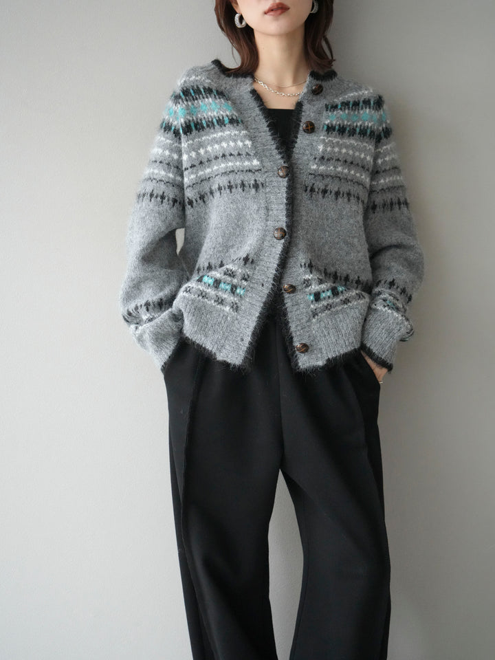 [SET]求心柄ウッドボタンニットカーディガン+2WAYデザインスウェットパンツ(2set)