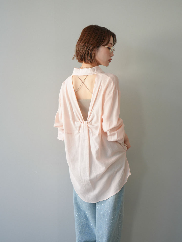 [予約]バックオープンツイストシャツ/pink