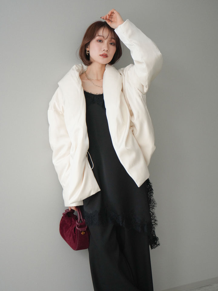 [20%オフ]シャイニーアシンメトリーダウンジャケット/offwhite