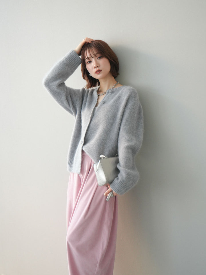 [SET]くるみボタンニットカーディガン+コーデュロイサイドタックコクーンパンツ(2set)