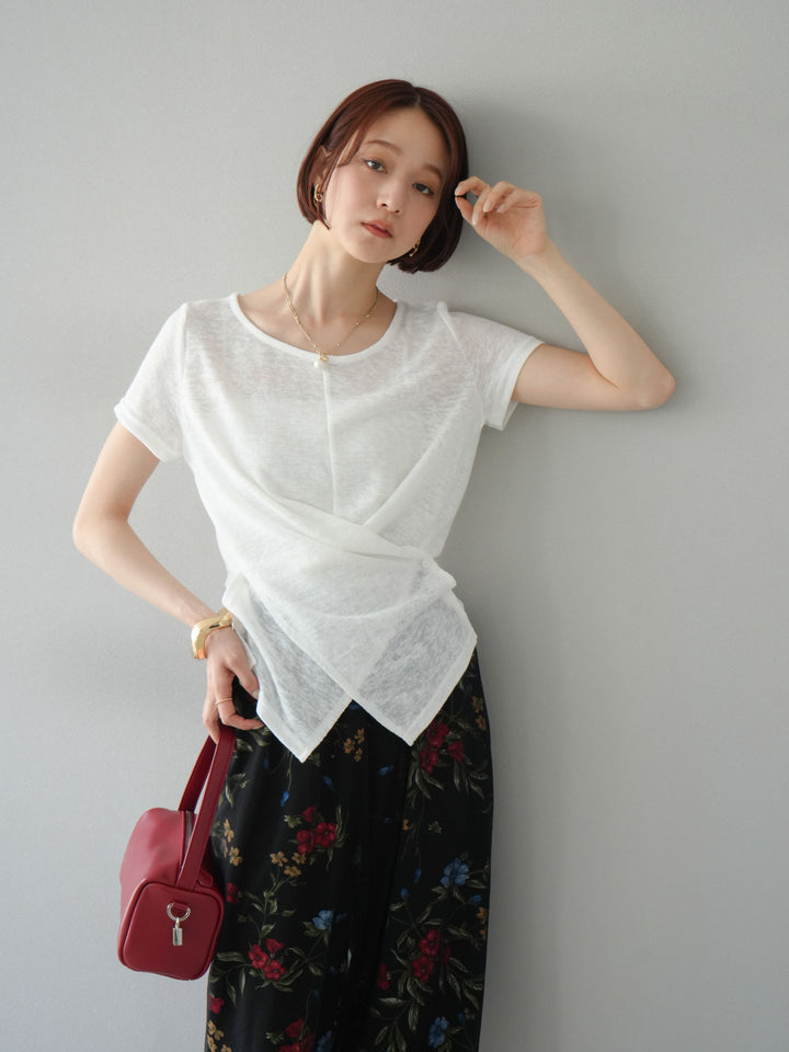 [予約]カシュクールシアーニットプルオーバー/ホワイト