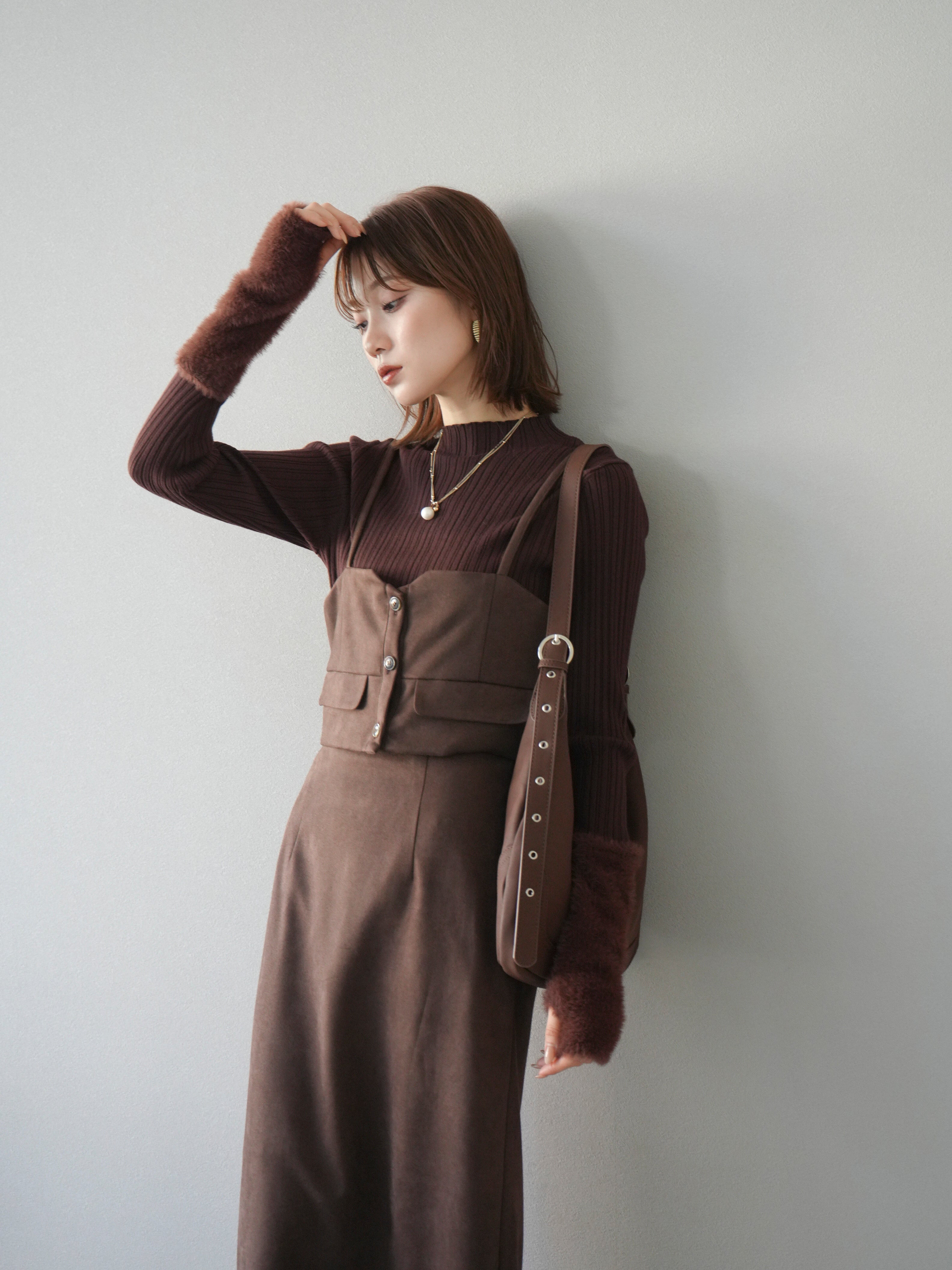 予約]スウェードビスチェ/ブラウン – Lumier