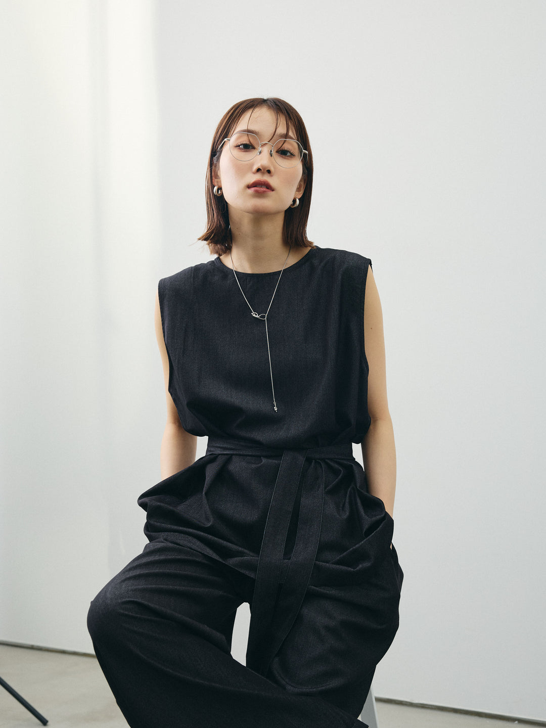 [SET]テンセルデニムノースリーブ＆ワイドパンツSET UP+テンセルデニムノースリーブ＆ワイドパンツSET UP(2set)