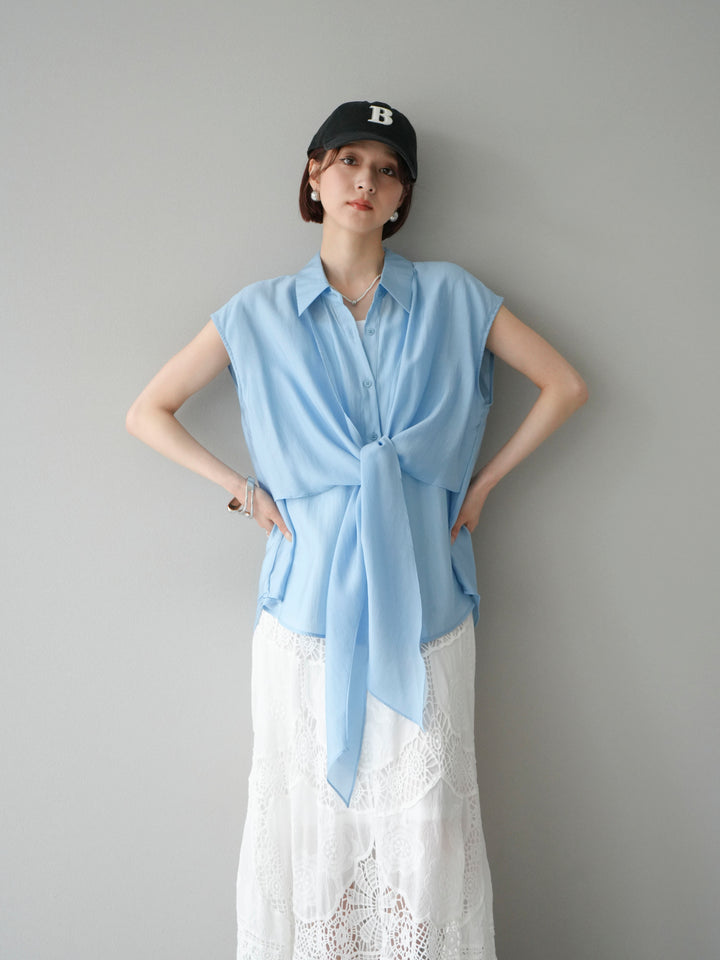 [予約]フロントタイシアーブラウス/ブルー